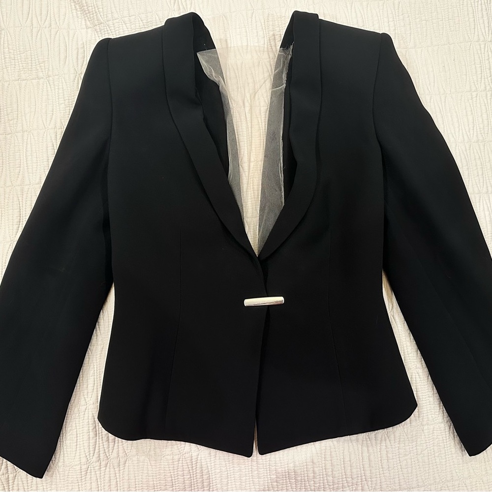 Giorgio Armani Black Backless Tailored Single-Bar Blazer